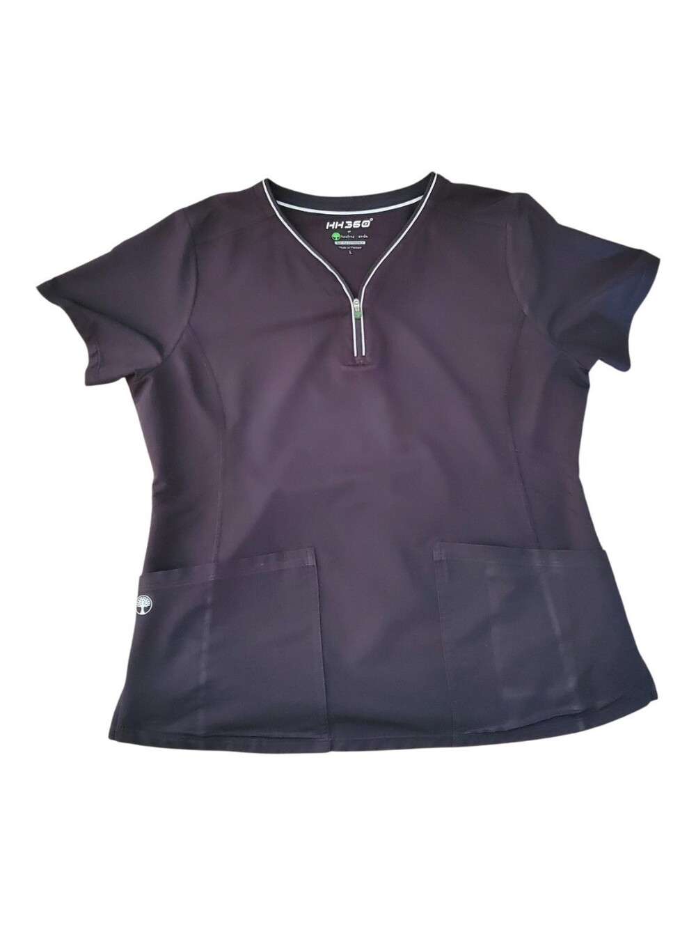HH 360 Healing Hands Black V-Neck Medical Scrub Top Size L